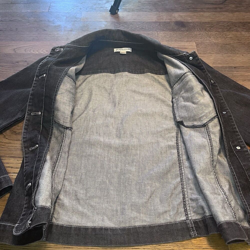 Pendleton Black Jean Jacket Button Denim Cotton B… - image 4